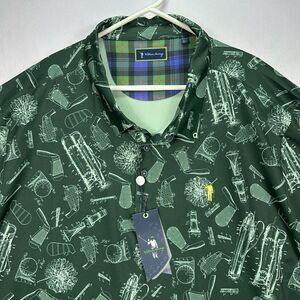 William Murray Mens Polo Golf Shirt 2XL It's In the Bag Green Short Sleeve NWT